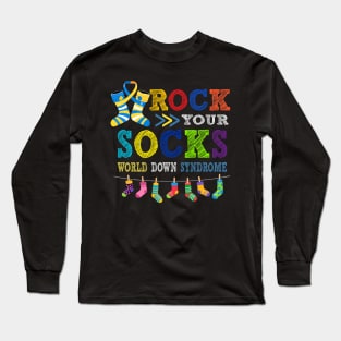 rock your socks world down syndrowe Long Sleeve T-Shirt